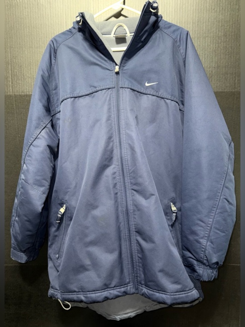🪁Vintage Nike Navy Space Destroyer Hooded Long Parka Varsity Jacket Size Large